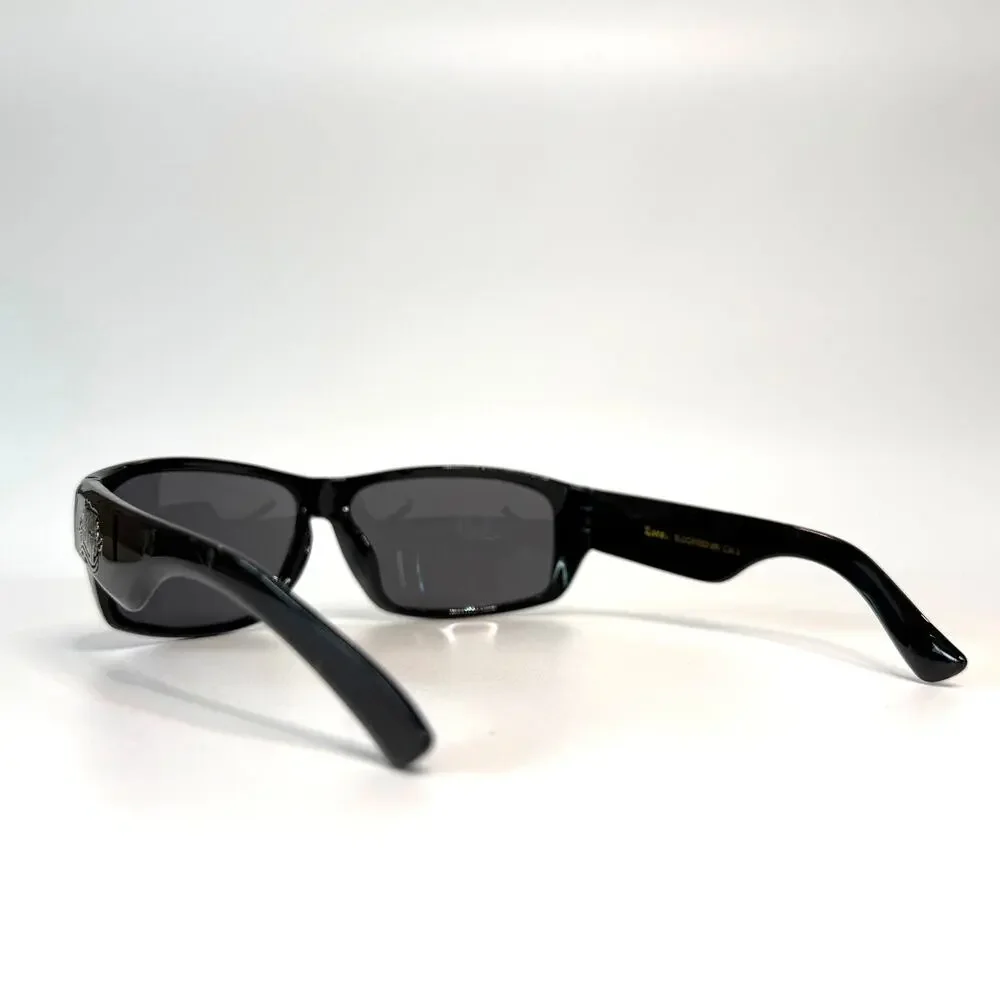 Locs Authentic OG Men's Smoke Lens UV400 Gloss Black Wrap Motorcycle Sunglasses